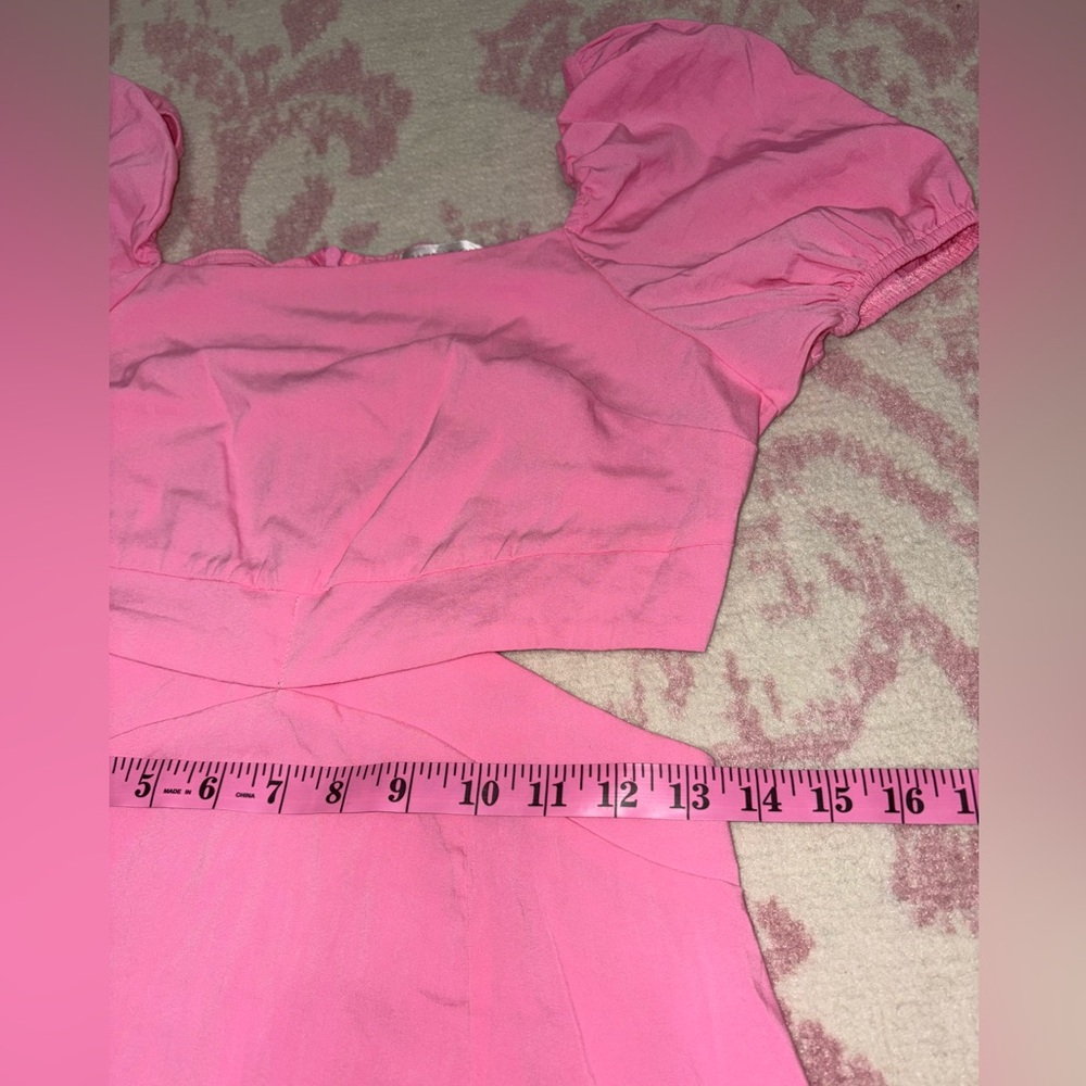 Hazel & Olive Fitted Pink Mini Dress Side Cutout and Puff Sleeves Women’s S - Picture 2 of 10